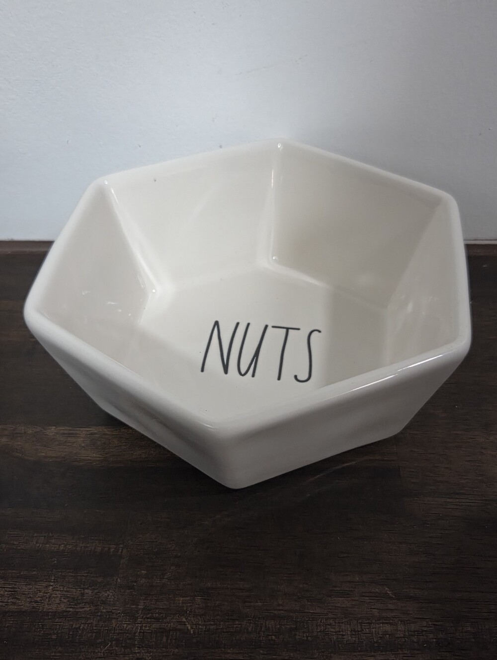 Rae Dunn Hexagon Ceramic 'NUTS' Bowl